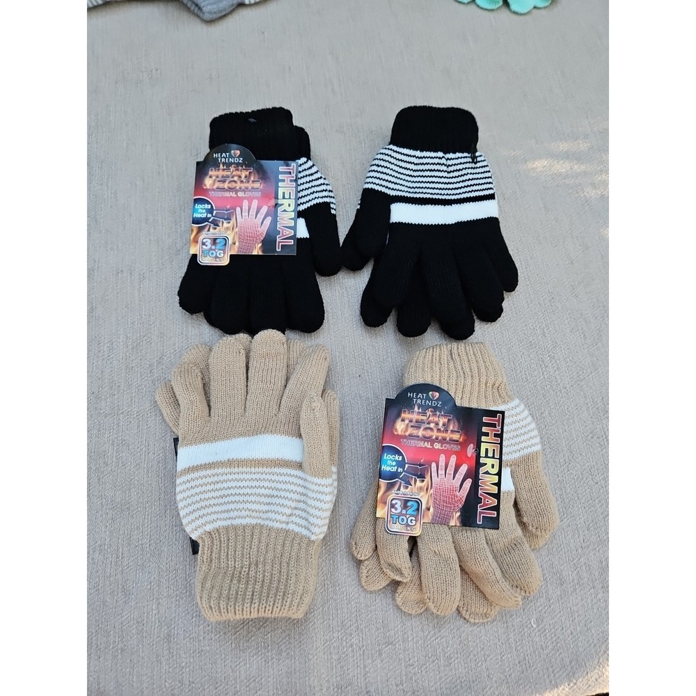 Heat Zone Thermal Gloves 3.2 TOG Heat Trendz One Size Fits Most NWT 4 Pair Lot
